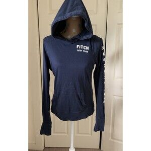 Vintage Abercrombie Fitch Hoodie Pullover Size L Blue Spell Out Logo Y2K 90s